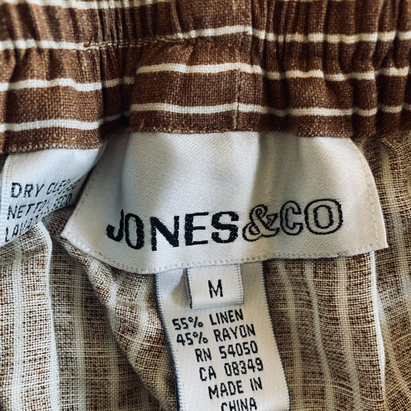 Jones + Co Br and Wh Striped Linen Wide Pants - Picture 5 of 7
